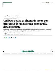 Unilever retira champús secos por un ingrediente cancerígeno Diario