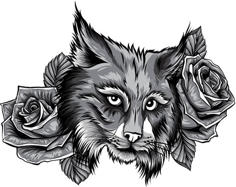 Profile Of A Fuming Bobcat In Monochromatic Vector Art Vector Gripping