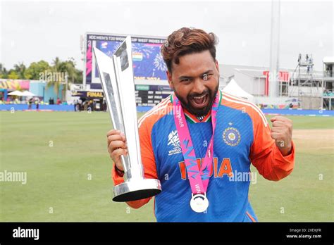 India S Rishabh Pant Celebrates Victory Following The 2024 ICC Men S