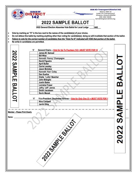 Sample Voting Ballot Template