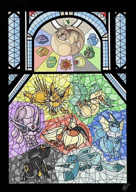 Eevee Stained Glass Pokemon Eeveelutions Pokemon Pokemon Art