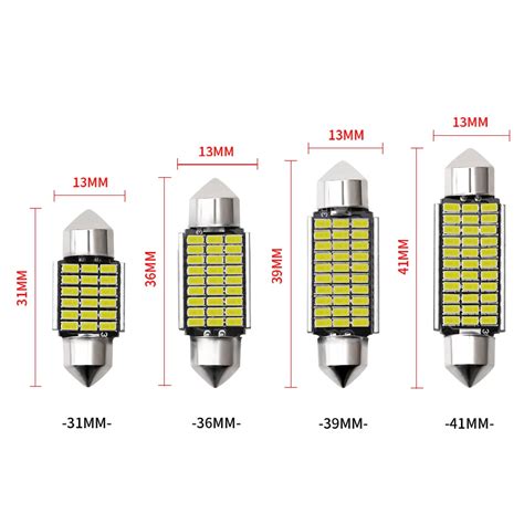 Купить 10Pcs C5W C10W LED Bulbs Canbus Festoon 31MM 36MM 39MM 41MM Chip