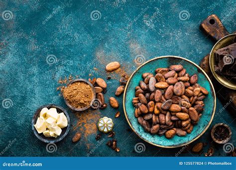 Cocoa Cocoa Beans Dark Bitter Chocolate Chunks Cacao Butter And