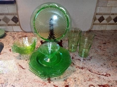 VARIETY OF GREEN DEPRESSION GLASS | EstateSales.org