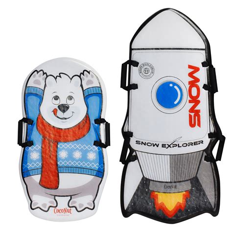 Polar Bear And Rocket Ship Foam Sleds Bundle Coconut Pool Floats