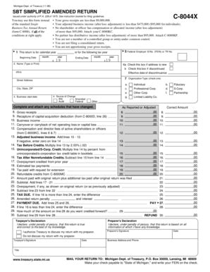 Fillable Online Michigan Form C X Sbt Simplified Amended Return