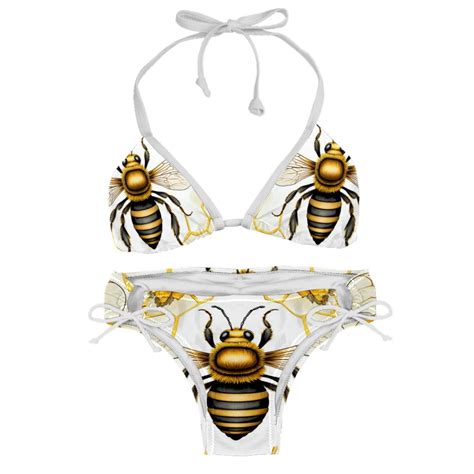 Starry Bees In The Sky Swimsuit Women Bikini Set With Detachable Sponge And Adjustable Strap