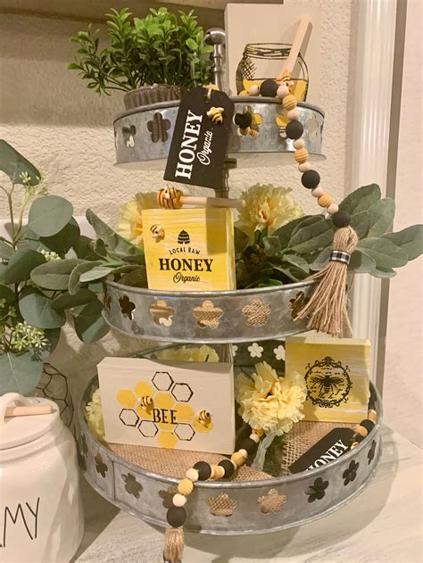 Honey Bee Tiered Tray Decor Tiered Tray Bee Honey Etsy