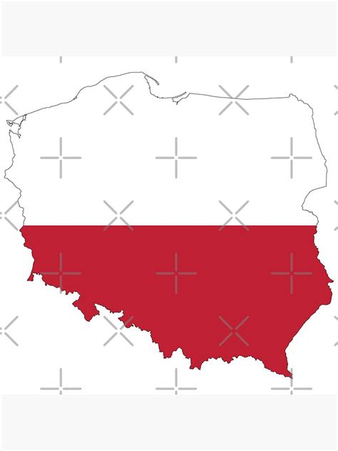 Lámina fotográfica Bandera de Polonia en el mapa del país de