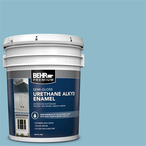 BEHR PREMIUM 5 Gal S460 3 Blue Echo Urethane Alkyd Semi Gloss Enamel