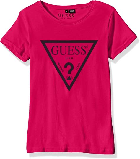 Guess Girls Big Short Sleeve Sugar Glitter Classic Triangle Logo T Shirt Candy