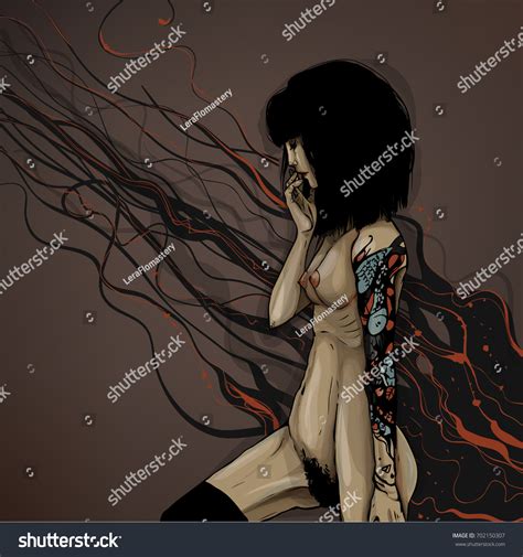 Nude Japan Girl Tattoo On Hand Stock Vector Royalty Free Shutterstock