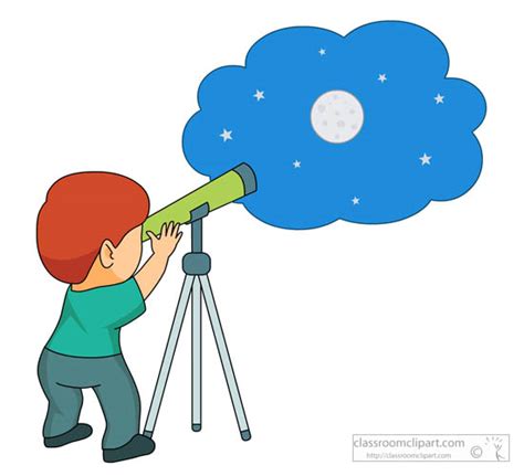 Science Clipart - astronomer-looking-stars-with-telescope - Classroom Clipart