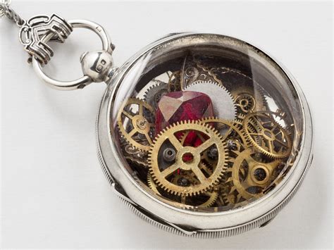 Steampunk Necklace Sterling Silver Victorian Pocket Watch Case With