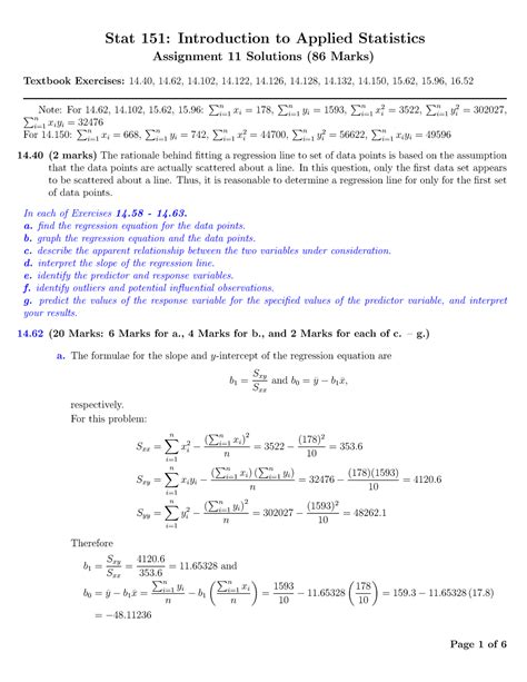 Stat A Solution Assignment Soultions Stat Introduction To