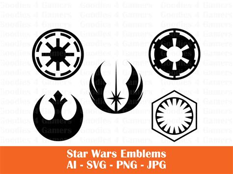 Star Wars Symbols Logos Rebel Alliance Galactic Empire Etsy