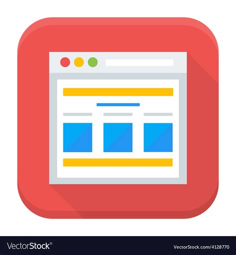 Webpage app icon with long shadow Royalty Free Vector Image