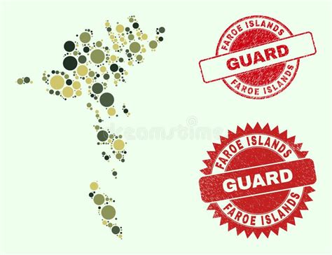Faroe Islands Map Mosaic With Camouflage Military Spheric Items With