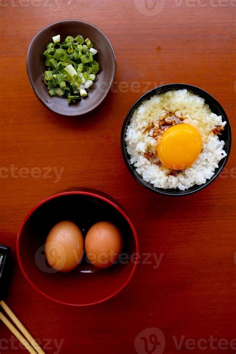 Tamago Kake Gohan Or Raw Egg On Rice Traditional Food From Japan Eat