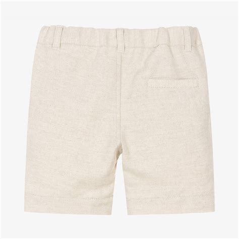 Laranjinha Boys Beige Cotton And Linen Shorts Childrensalon