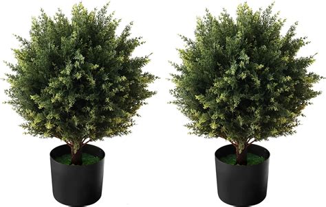 AUMMOOH Boxwood Artificial Cedar Topiary Ball Trees Decorative Fake