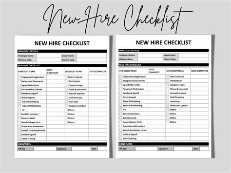 New Hire Checklist Editable Onboarding Word Template Employee Packet