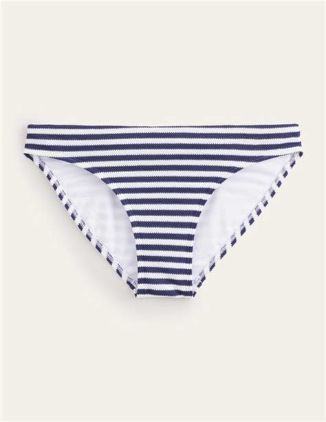 Arezzo Texture Bikini Bottoms Navy Ivory Texture Stripe Boden EU