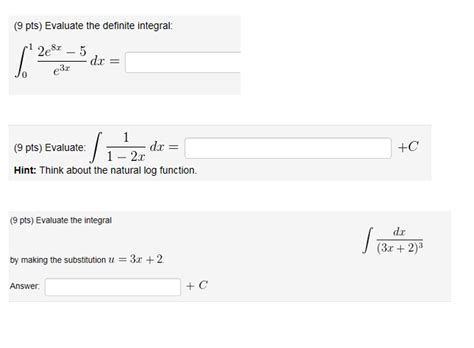 Solved Evaluate The Definite Integral Integral 1 0 2e 8x