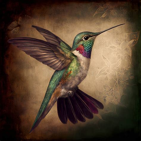 Beautiful Flying Hummingbird Humming Bird Green Flying Ai Generated