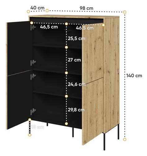 Komoda czterodrzwiowa Trend wysoka 98 cm z LED Dąb artisan Selsey