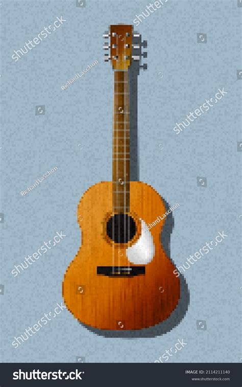 Pixel Art Guitar Vector Icon Stock Vector Royalty Free 2114211140