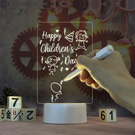 Diy Note Board Creative 3d Led Night Light Calendar Usb Rewritable Message Board With Pen Ts