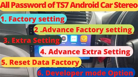 All Password Of Android Car Player All Password Of Android Car Stereo Ts7 Player Youtube