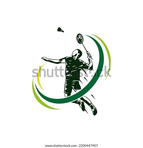 Badminton Jumping Smash Illustration Logo Design Stock Vector Royalty