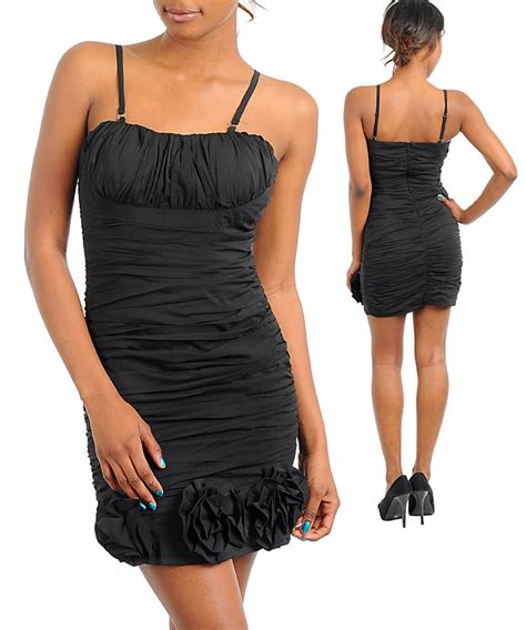 Major Enterprise Black Spagetti Strap Dress With Rosette