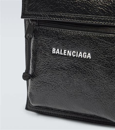 Explorer Leather Pouch With Strap In Black Balenciaga Mytheresa