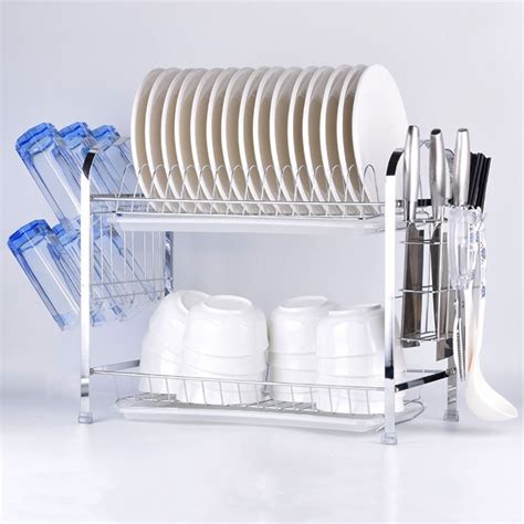 Drain Rack Kitchen Double Layer Dish Bowl Rack China Dish Rack And