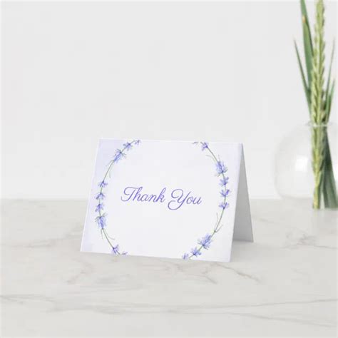 Lavender Wreath Floral Watercolor Thank You Card Zazzle