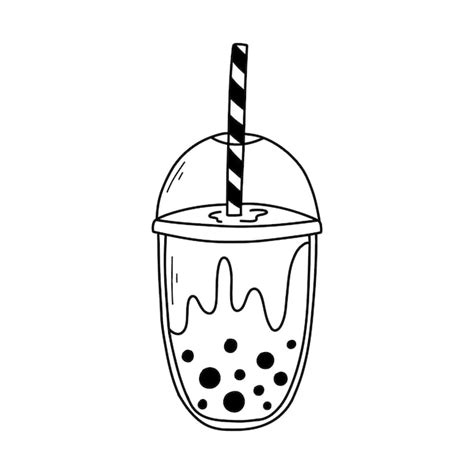 Bubble Tea Isoliert Auf Wei Em Hintergrund Im Doodle Stil Vektor