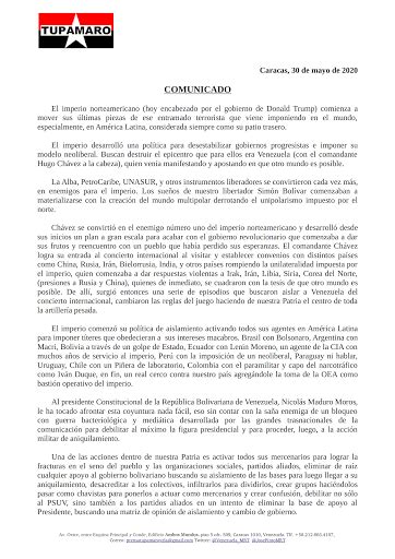 Comunicado Del Movimiento Revolucionario Tupamaro Ante Las Acciones