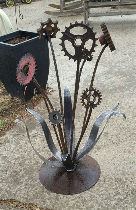 Welded Flower Sculpture Archetype Metal Creations Scrap Metal Art