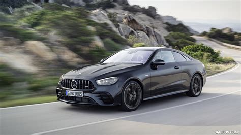 2021 Mercedes Amg E 53 Coupe Color Graphite Grey Metallic Front Three Quarter Caricos