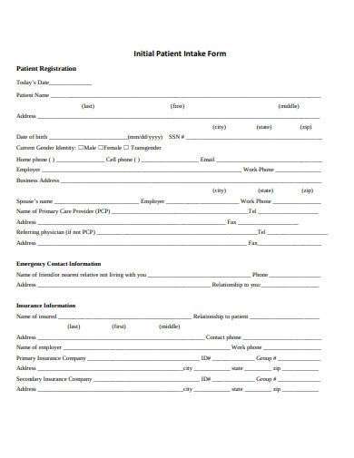 20 Free Patient Intake Form Templates