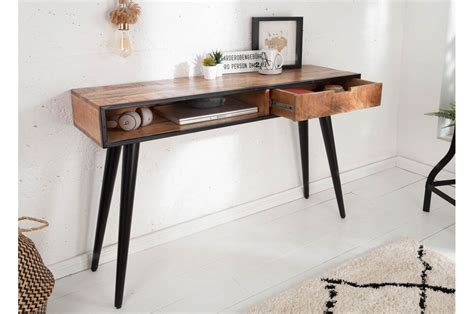 Console en bois massif et pied noir métal 120 cm Cbc Meubles