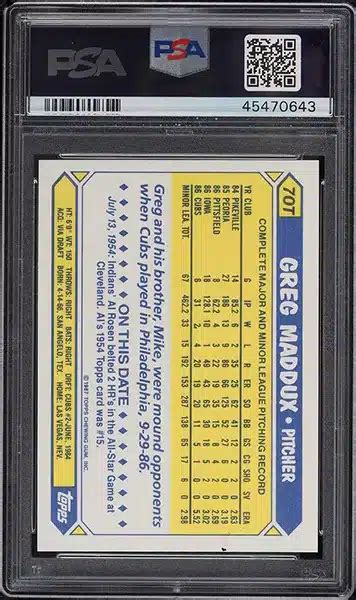 Greg Maddux Rookie Baseball Card Values Prices