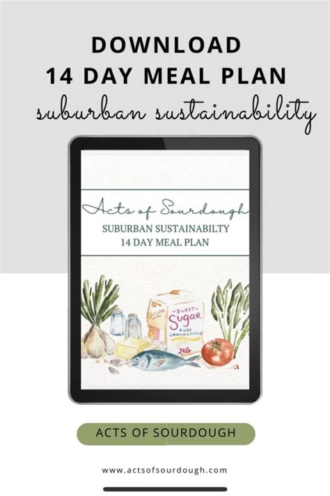 Suburban Sustainability 14 Day Meal Plan Digital Download Acts Of