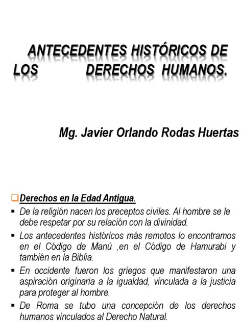 Antecedentes Historicos De Los Derechos Humanospptx Derechos Humanos Derechos