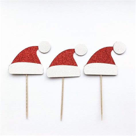 Santa Hat Cupcake Topper Father Christmas Cupcake Toppers Christmas