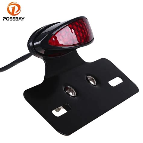 POSSBAY Motorcycle Taillight Universal Retro Motocross Motorbike LED