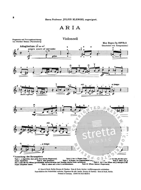 Aria A Moll Op 103a Von Max Reger Im Stretta Noten Shop Kaufen